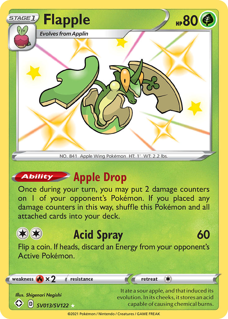 Flapple SV013/SV122 English Pokémon card from Shining Fates Shiny Vault (2021)
