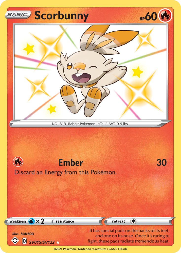 Scorbunny SV015/SV122 English Pokémon card from Shining Fates Shiny Vault (2021)