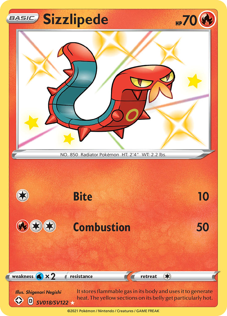 Sizzlipede SV018/SV122 English Pokémon card from Shining Fates Shiny Vault (2021)