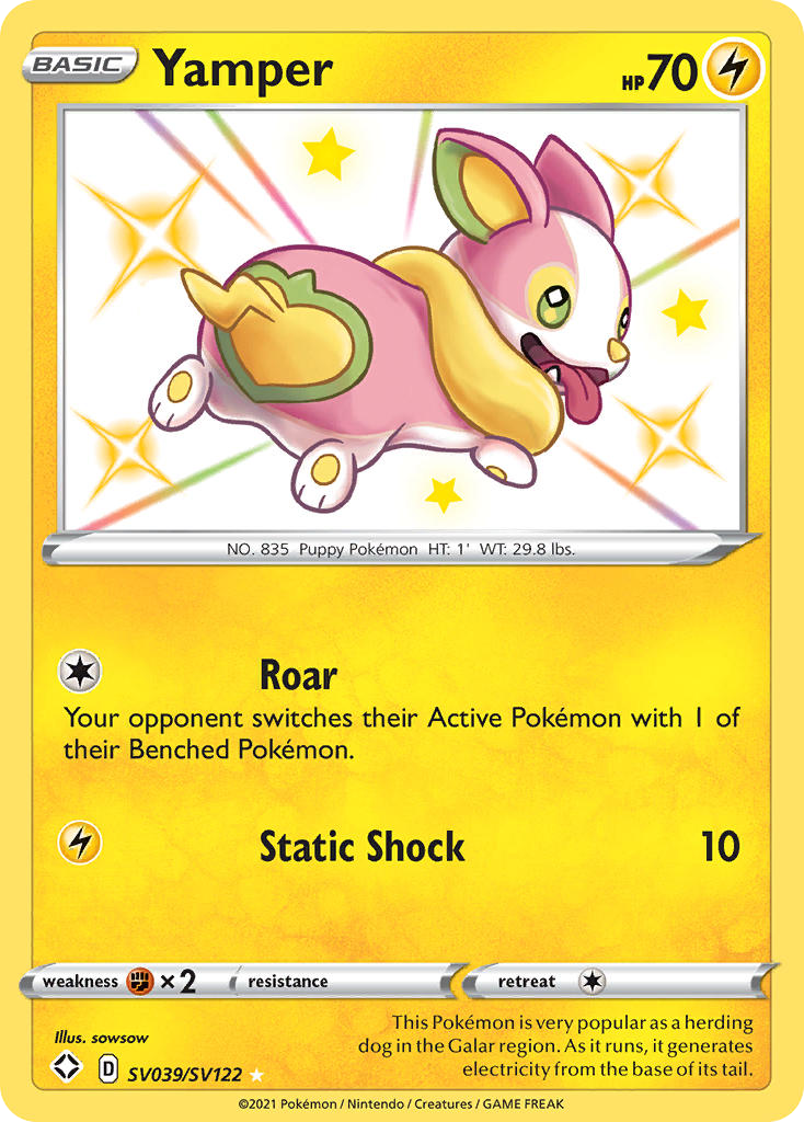 Yamper SV039/SV122 English Pokémon card from Shining Fates Shiny Vault (2021)