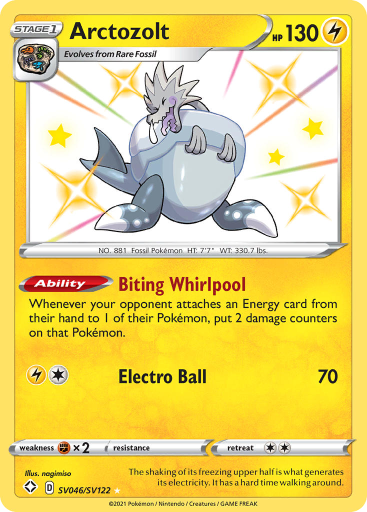 Arctozolt SV046/SV122 English Pokémon card from Shining Fates Shiny Vault (2021)