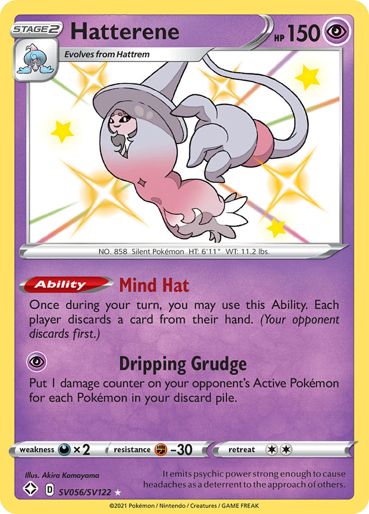 Hatterene SV056/SV122 English Pokémon card from Shining Fates Shiny Vault (2021)