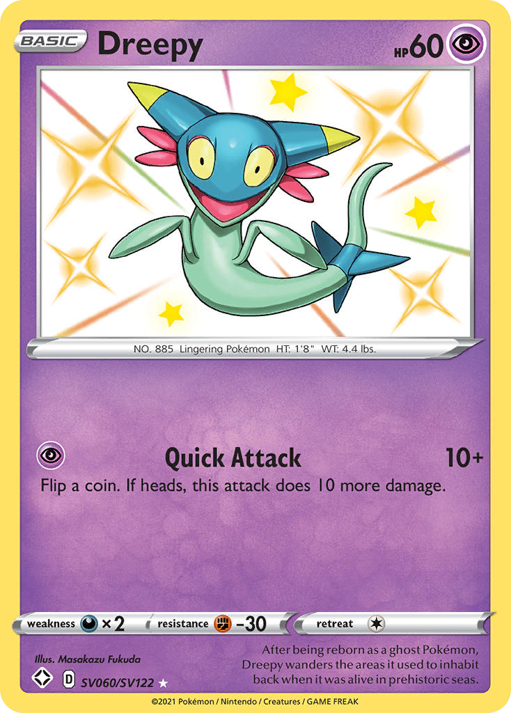 Dreepy SV060/SV122 English Pokémon card from Shining Fates Shiny Vault (2021)