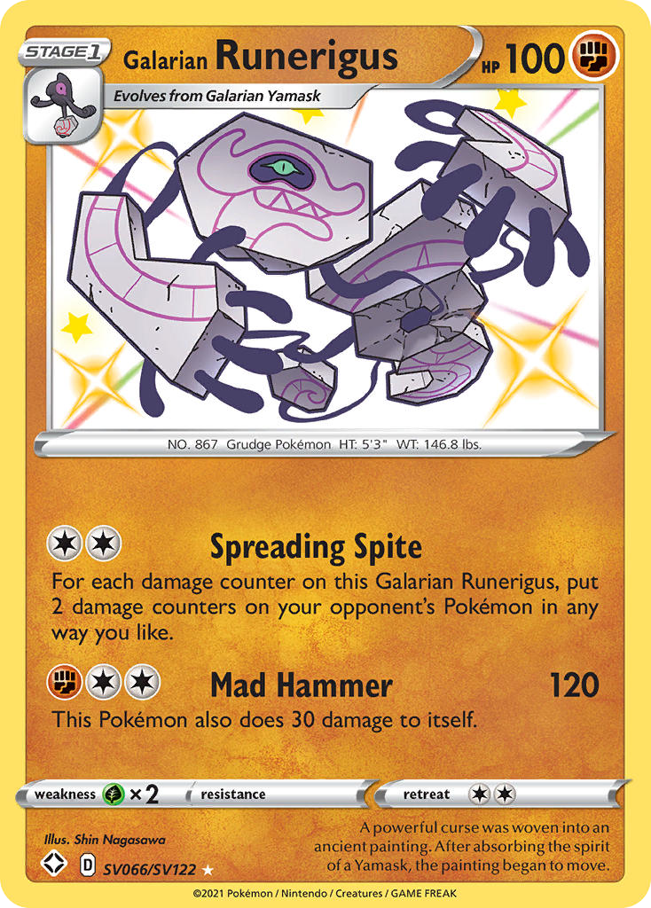 Galarian Runerigus SV066/SV122 English Pokémon card from Shining Fates Shiny Vault (2021)