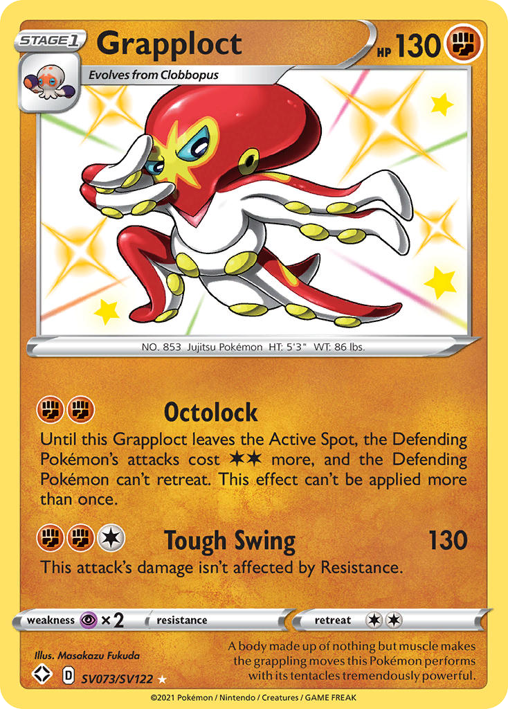 Grapploct SV073/SV122 English Pokémon card from Shining Fates Shiny Vault (2021)