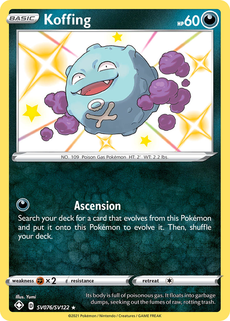 Koffing SV076/SV122 English Pokémon card from Shining Fates Shiny Vault (2021)
