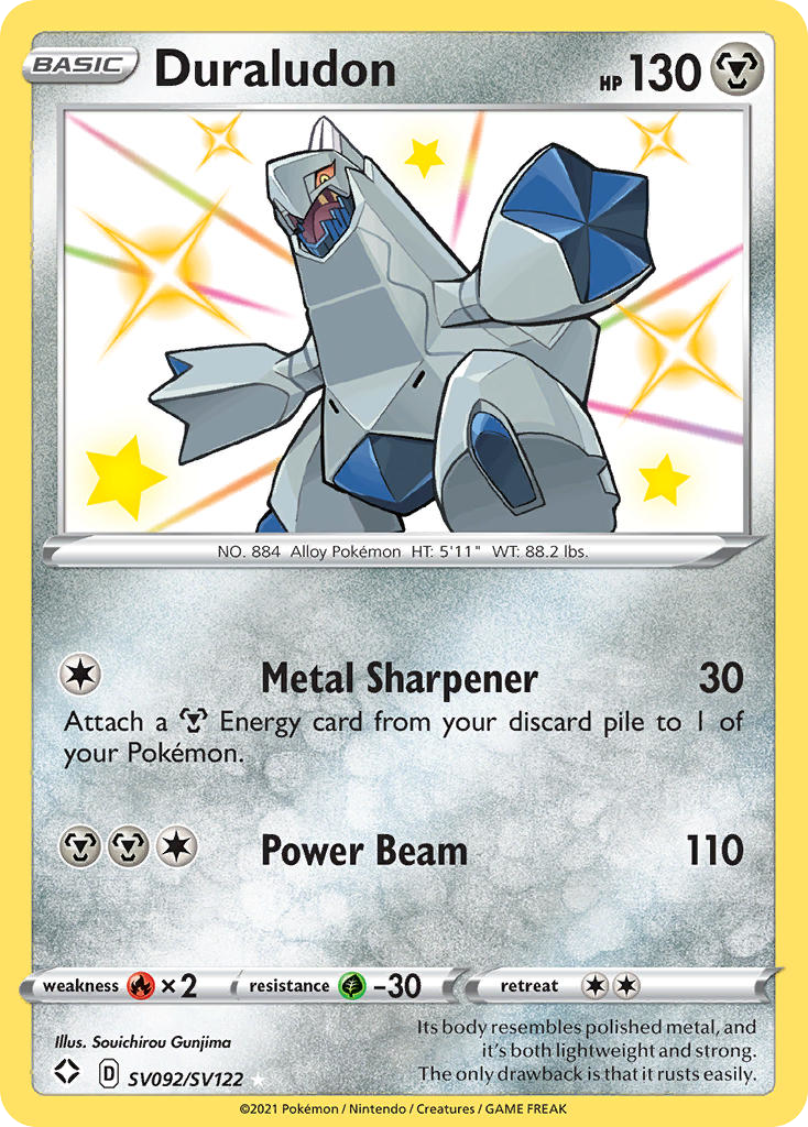 Duraludon SV092/SV122 English Pokémon card from Shining Fates Shiny Vault (2021)
