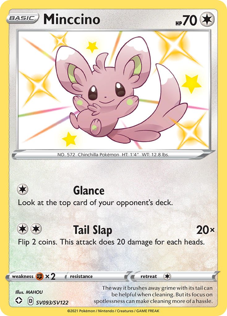 Minccino SV093/SV122 English Pokémon card from Shining Fates Shiny Vault (2021)