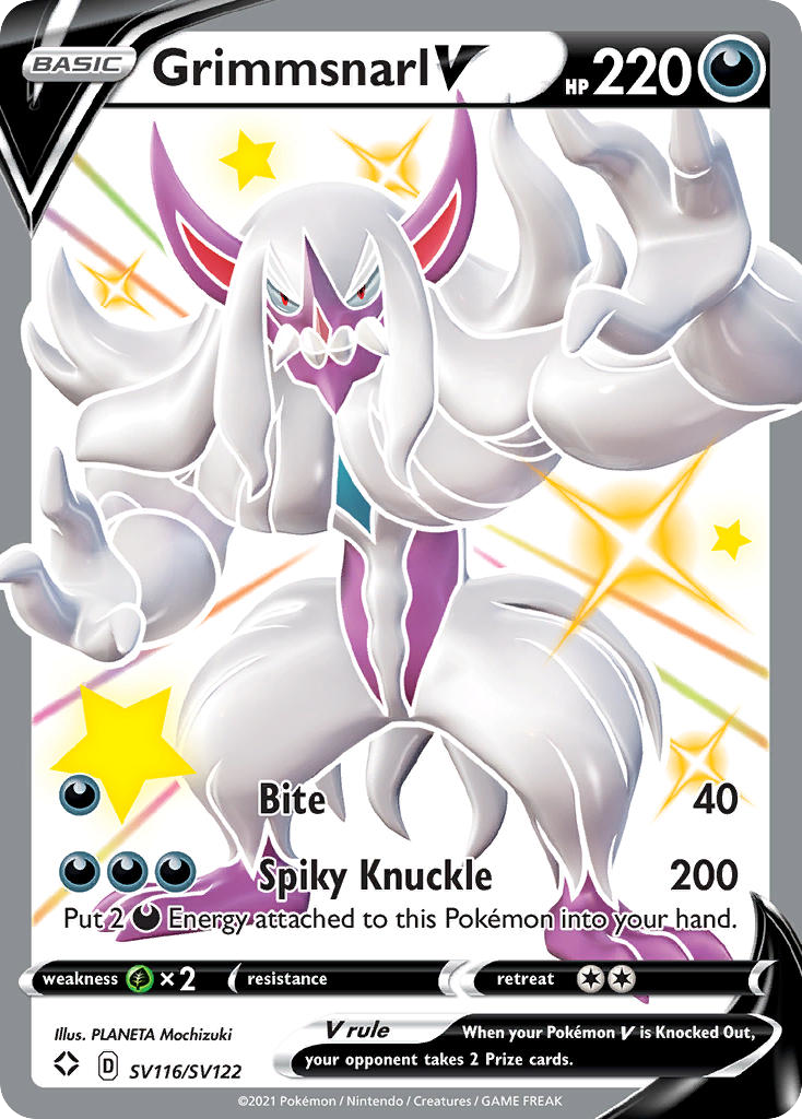 Grimmsnarl V SV116/SV122 English Pokémon card from Shining Fates Shiny Vault (2021)