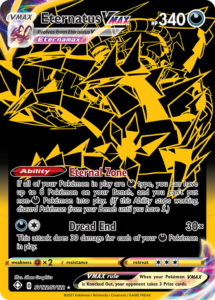 Eternatus VMAX SV122/SV122 English Pokémon card from Shining Fates Shiny Vault (2021)