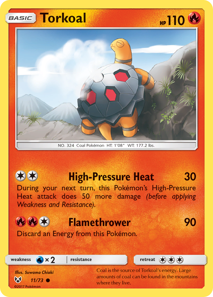 Torkoal 11/73 English Pokémon card from Shining Legends (2017)