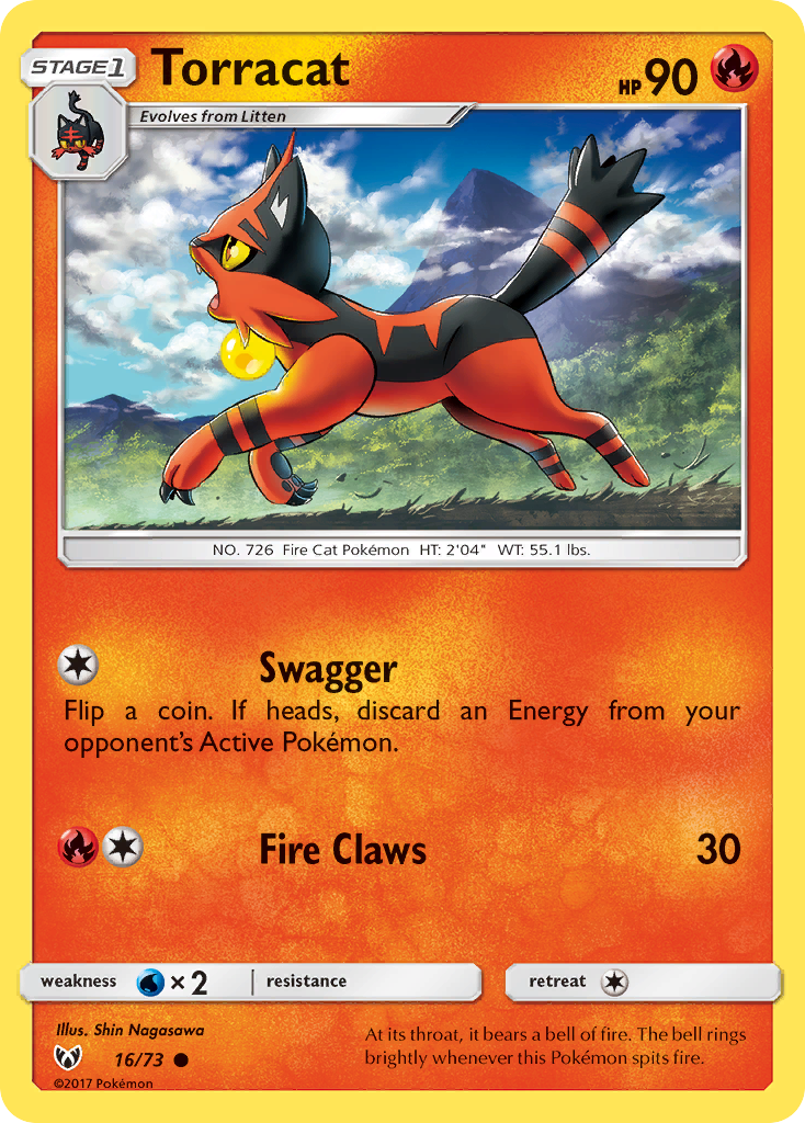 Torracat 16/73 English Pokémon card from Shining Legends (2017)