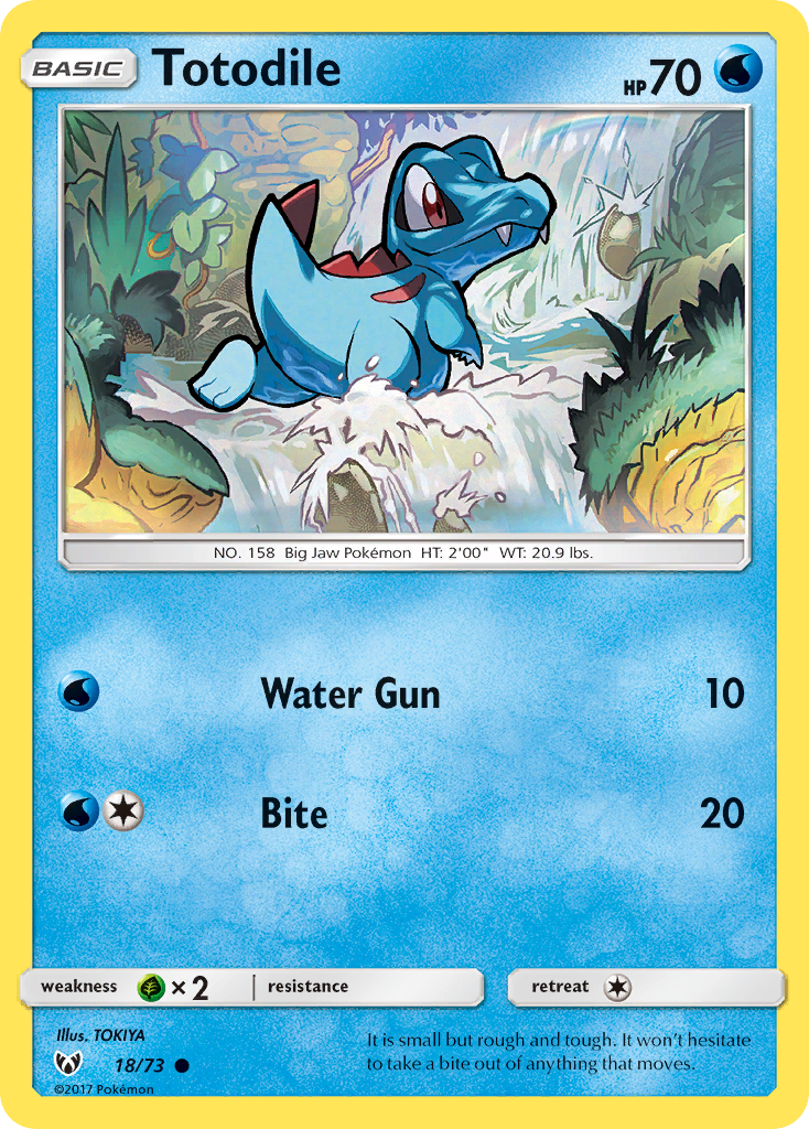 Totodile 18/73 English Pokémon card from Shining Legends (2017)