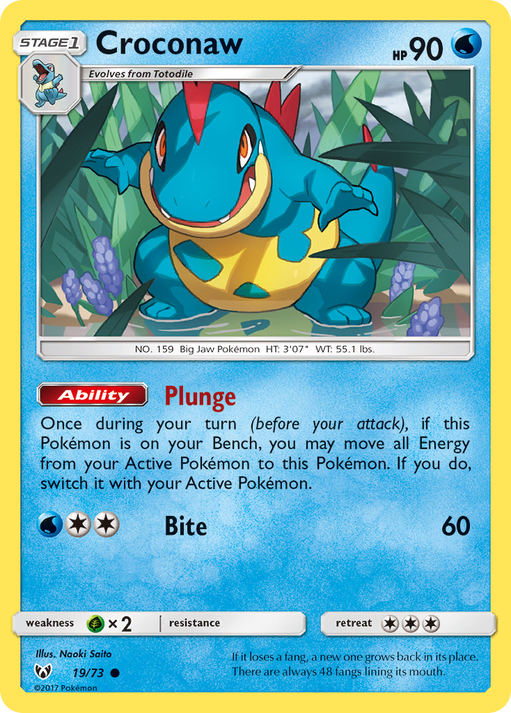 Croconaw 19/73 English Pokémon card from Shining Legends (2017)