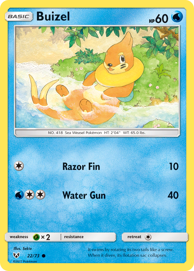 Buizel 22/73 English Pokémon card from Shining Legends (2017)