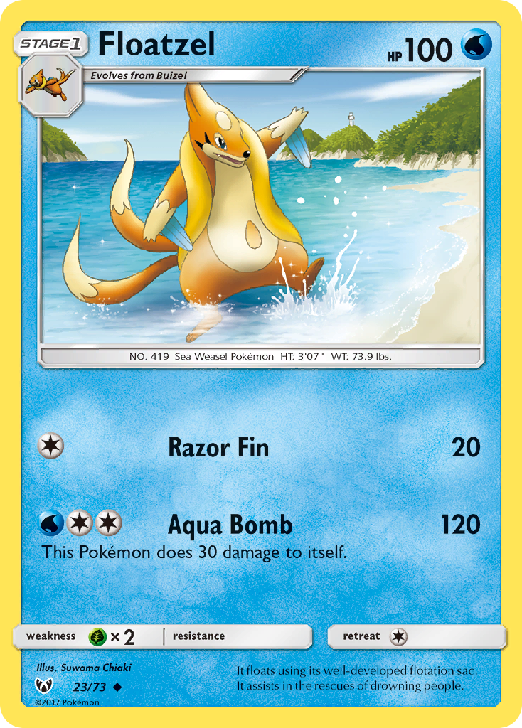 Floatzel 23/73 English Pokémon card from Shining Legends (2017)