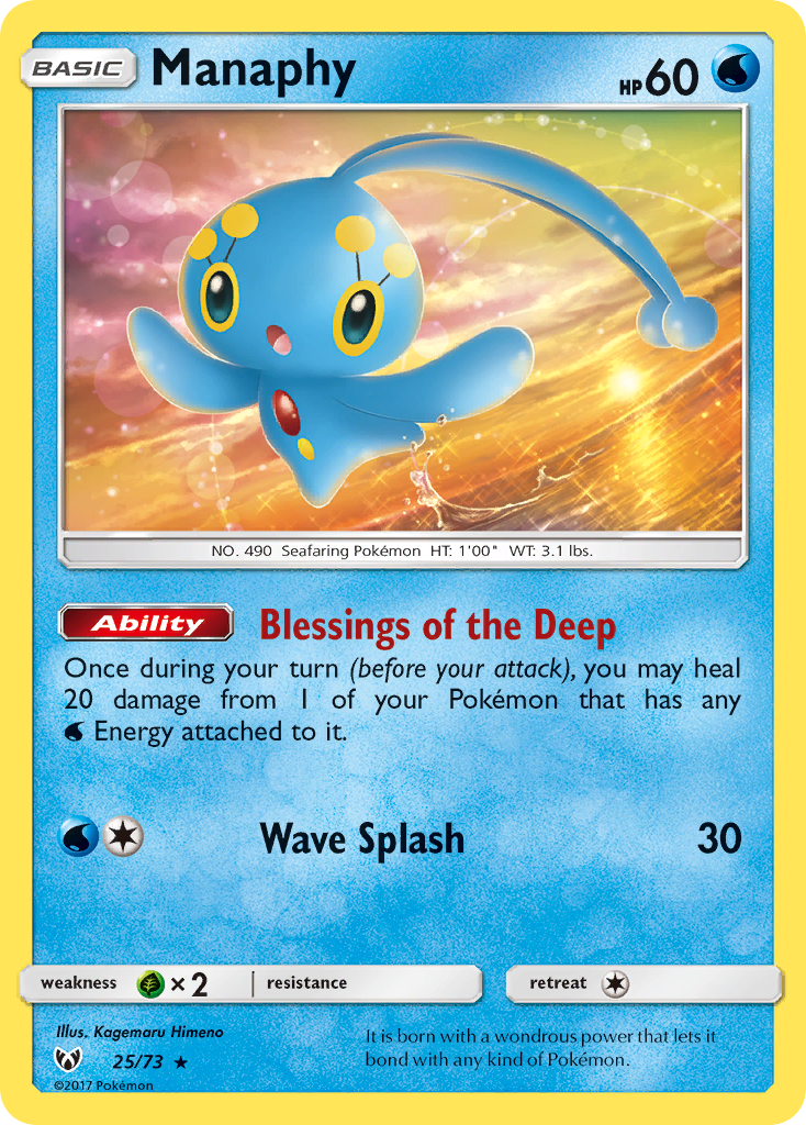 Manaphy 25/73 English Pokémon card from Shining Legends (2017)