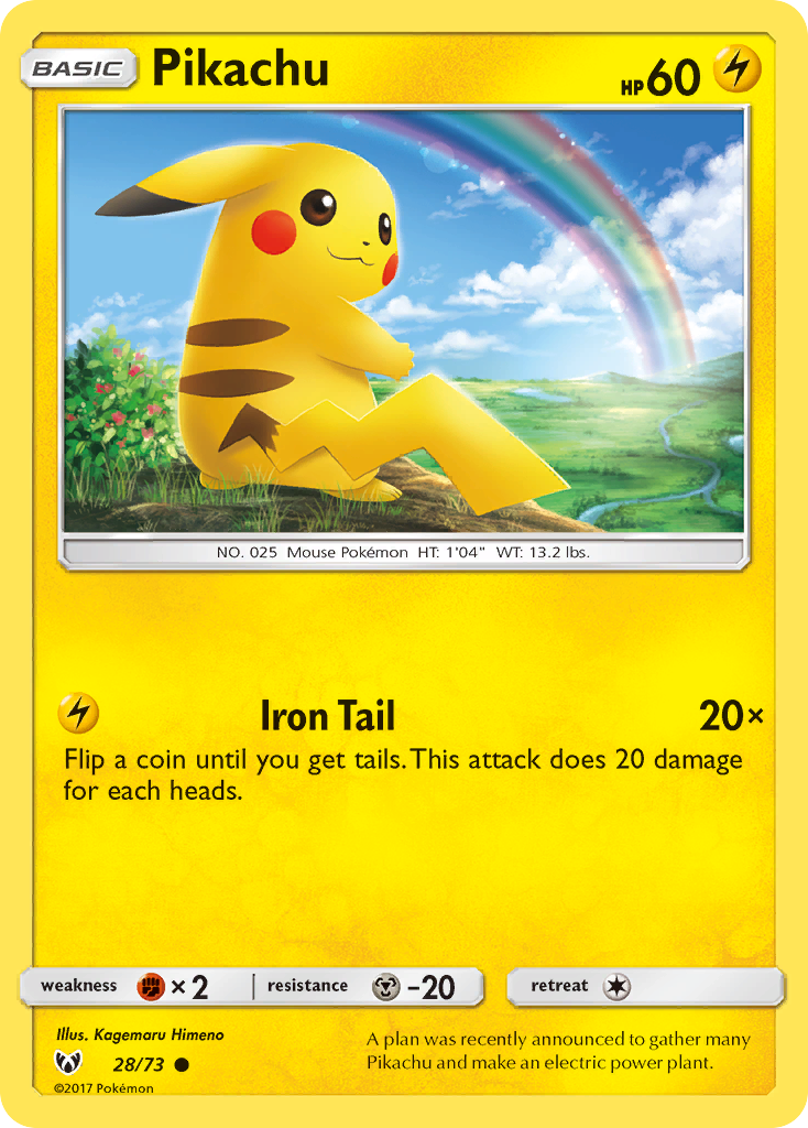 Pikachu 28/73 English Pokémon card from Shining Legends (2017)