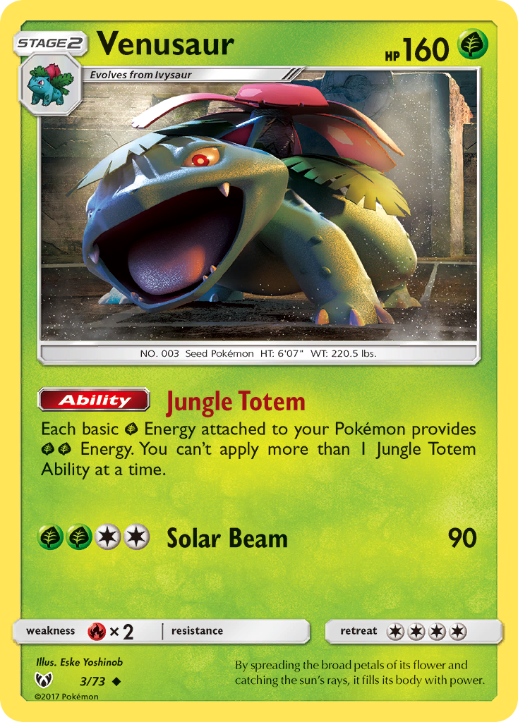 Venusaur 3/73 English Pokémon card from Shining Legends (2017)
