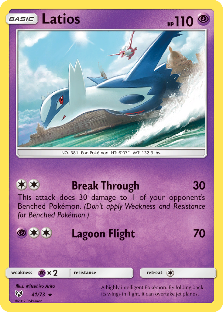 Latios 41/73 English Pokémon card from Shining Legends (2017)