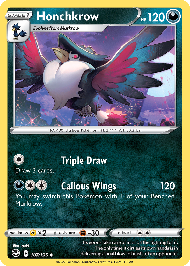 Honchkrow 107/195 — English Pokémon Silver Tempest (2022)