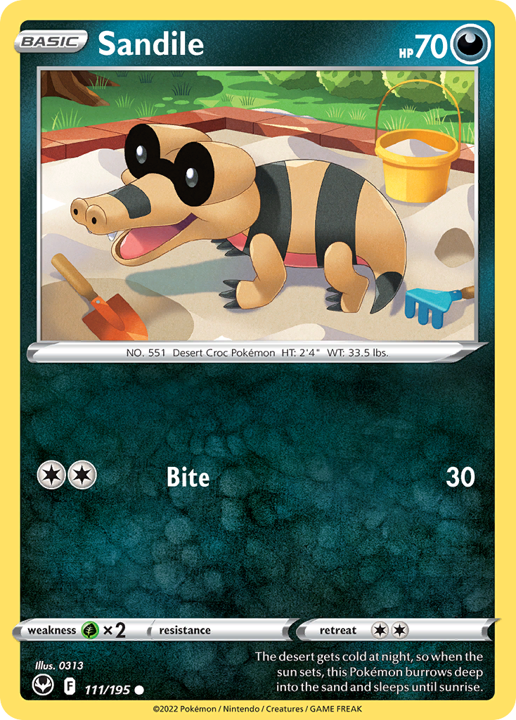 Sandile 111/195 — English Pokémon Silver Tempest (2022)