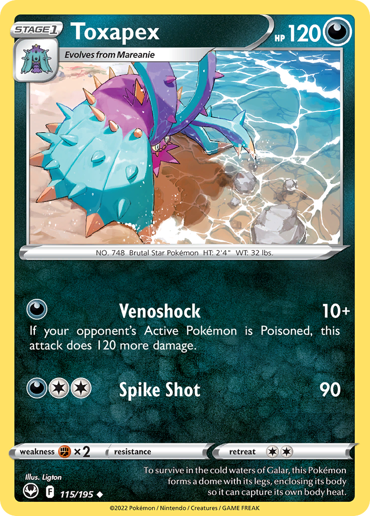 Toxapex 115/195 — English Pokémon Silver Tempest (2022)