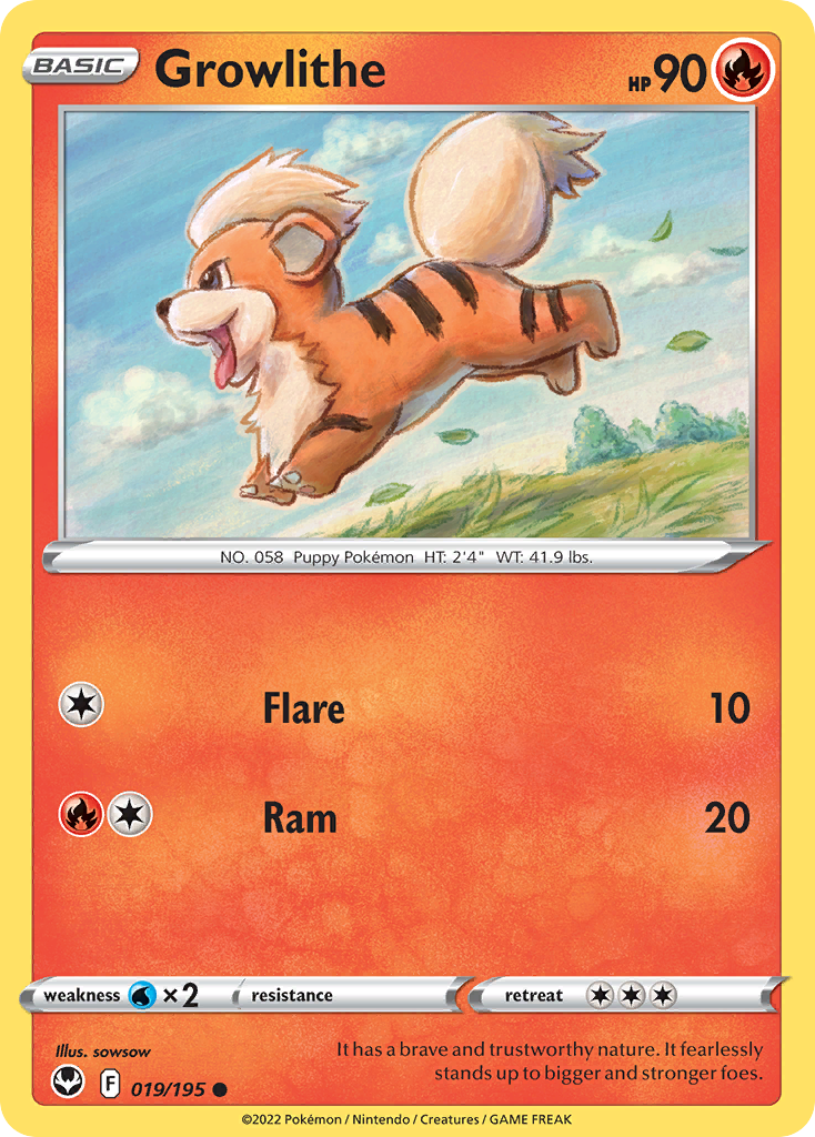Growlithe 19/195 — English Pokémon Silver Tempest (2022)