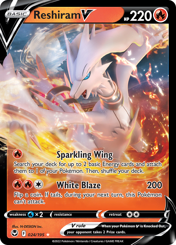 Reshiram V 24/195 — English Pokémon Silver Tempest (2022)