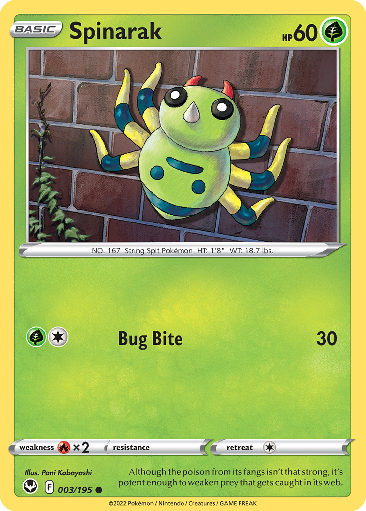 Spinarak 3/195 — English Pokémon Silver Tempest (2022)