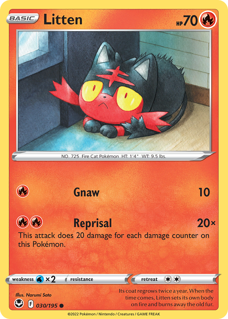 Litten 30/195 — English Pokémon Silver Tempest (2022)