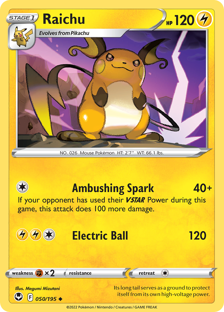 Raichu 50/195 — English Pokémon Silver Tempest (2022)