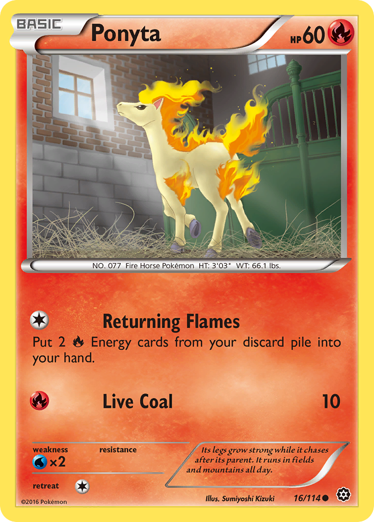 Ponyta 16/114 English Pokémon card from Steam Siege (2016)