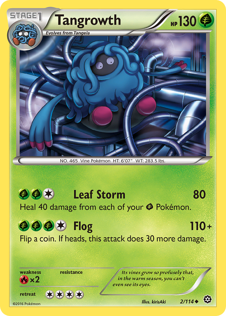 Tangrowth 2/114 English Pokémon card from Steam Siege (2016)
