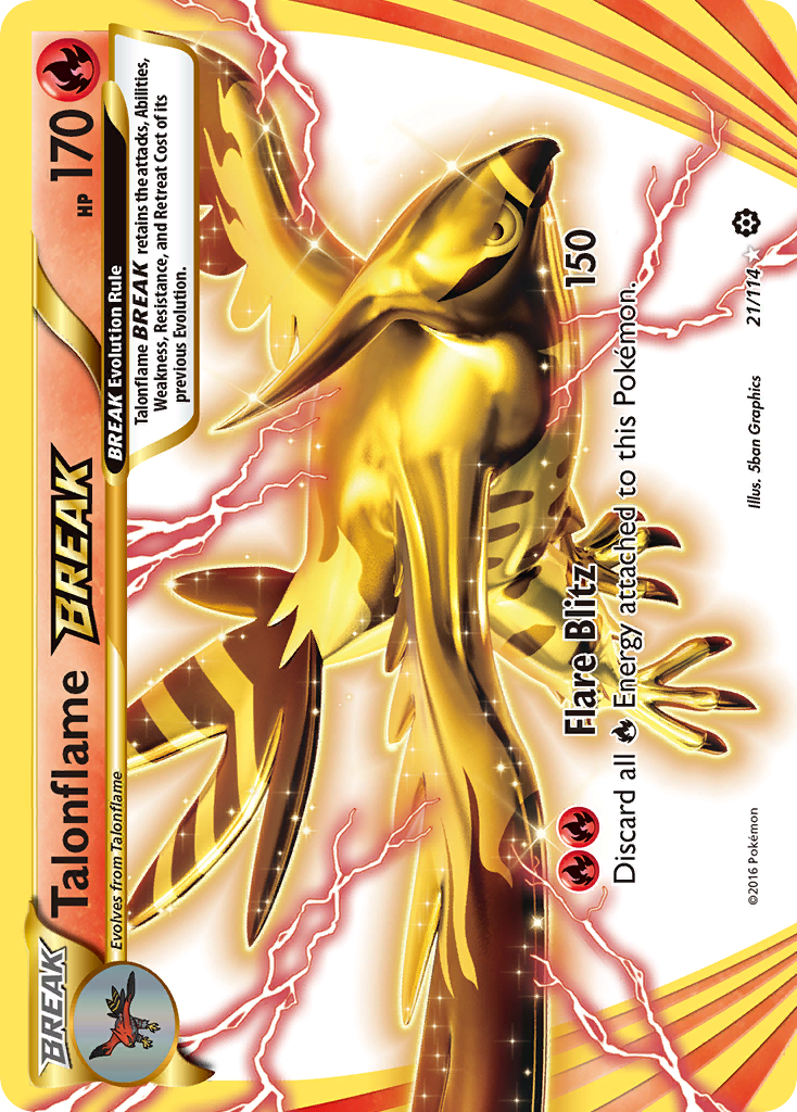 Talonflame BREAK 21/114 English Pokémon card from Steam Siege (2016)