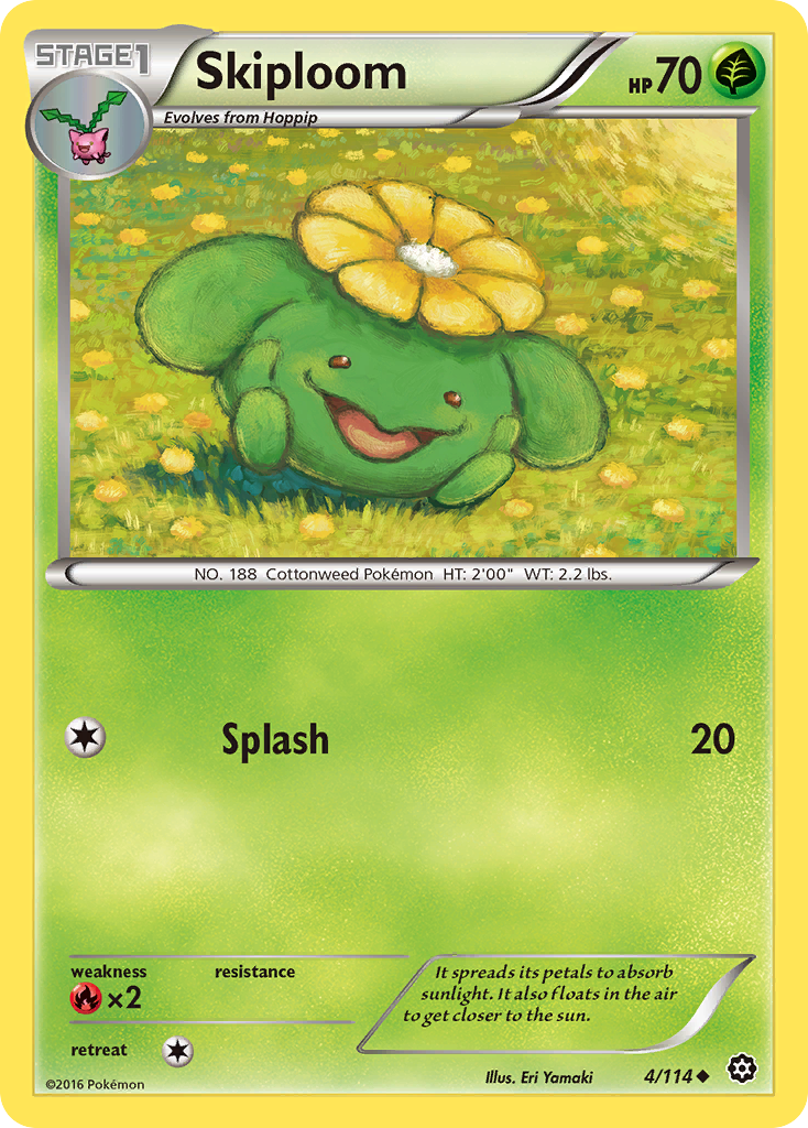 Skiploom 4/114 English Pokémon card from Steam Siege (2016)