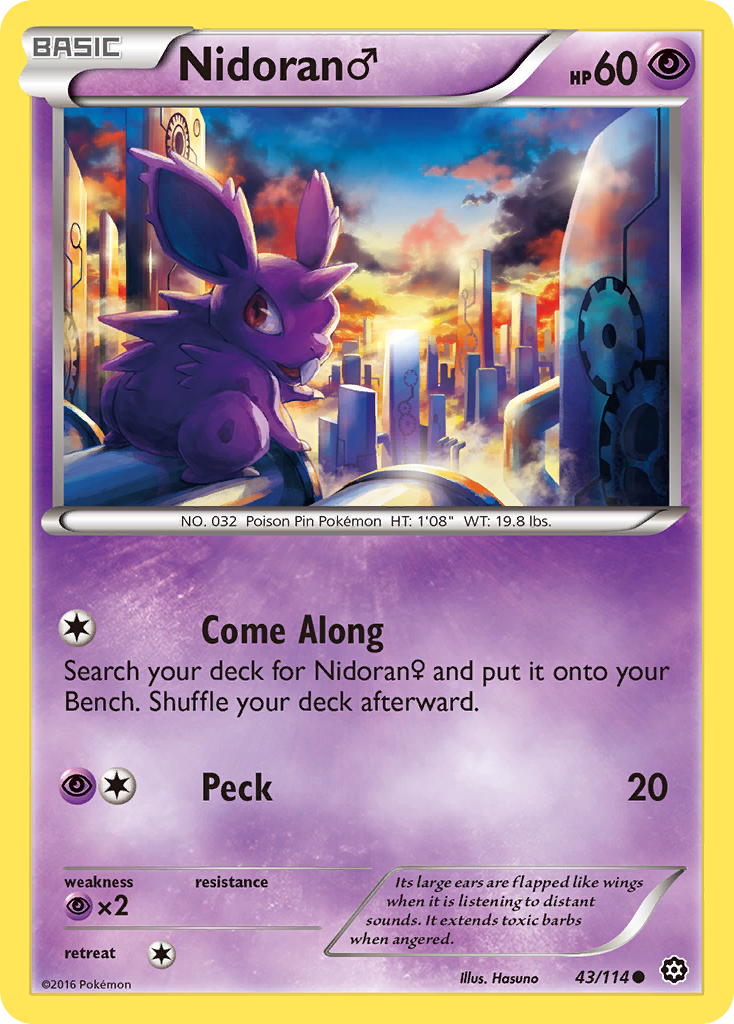 Nidoran ♂ 43/114 English Pokémon card from Steam Siege (2016)