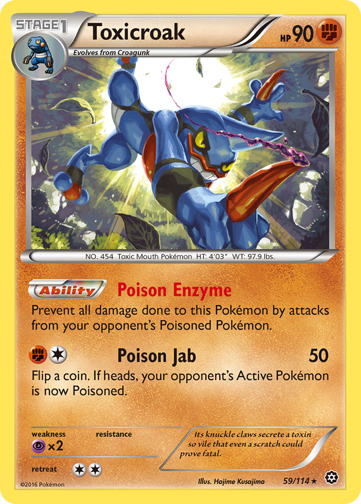 Toxicroak 59/114 English Pokémon card from Steam Siege (2016)