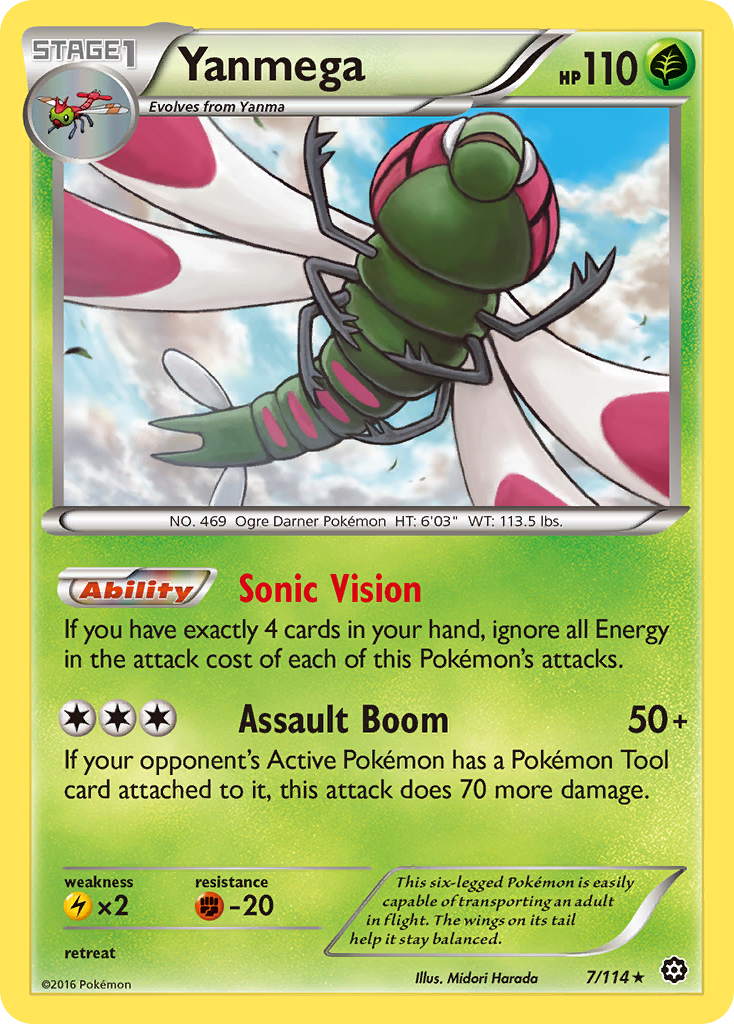 Yanmega 7/114 English Pokémon card from Steam Siege (2016)