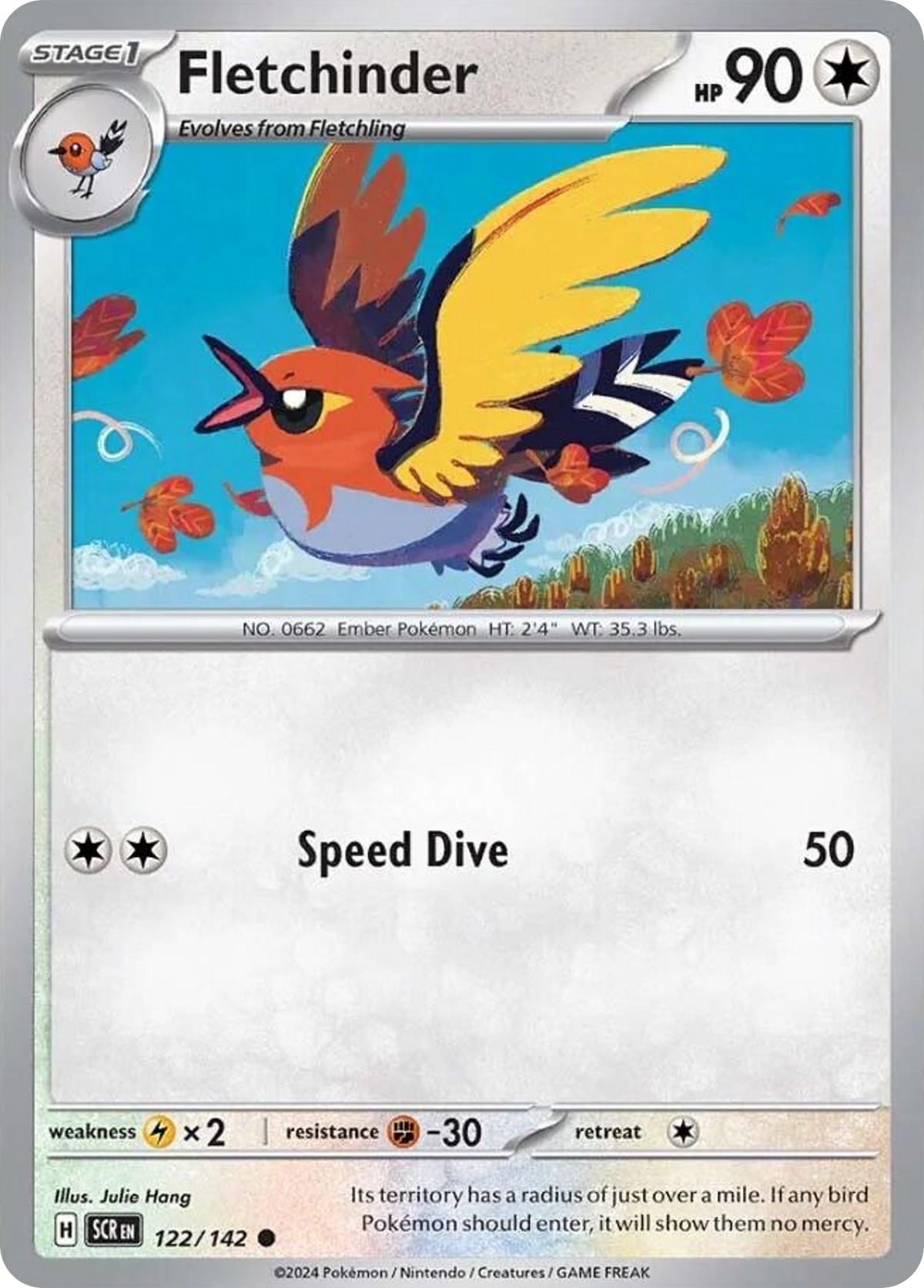 Fletchinder 122/142 — English Pokémon Stellar Crown (2024)