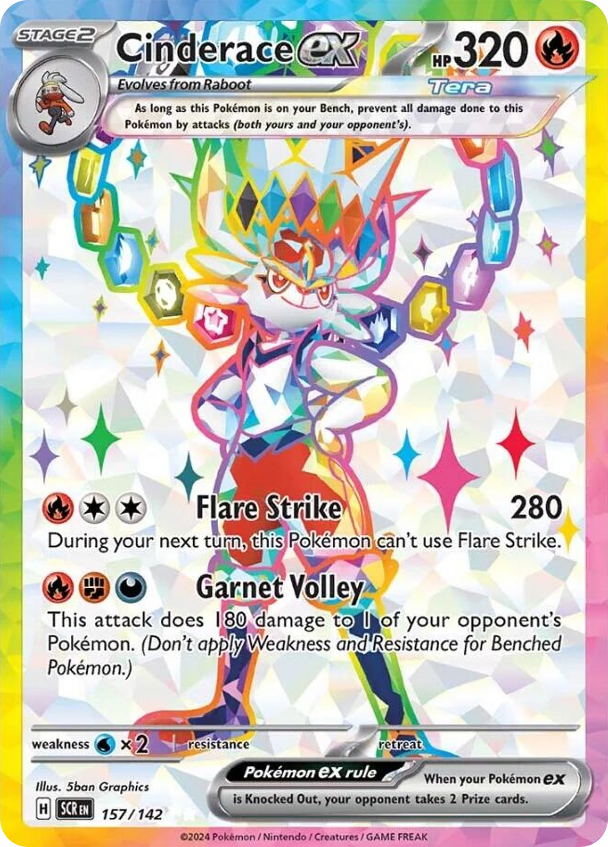 Cinderace ex 157/142 — English Pokémon Stellar Crown (2024)