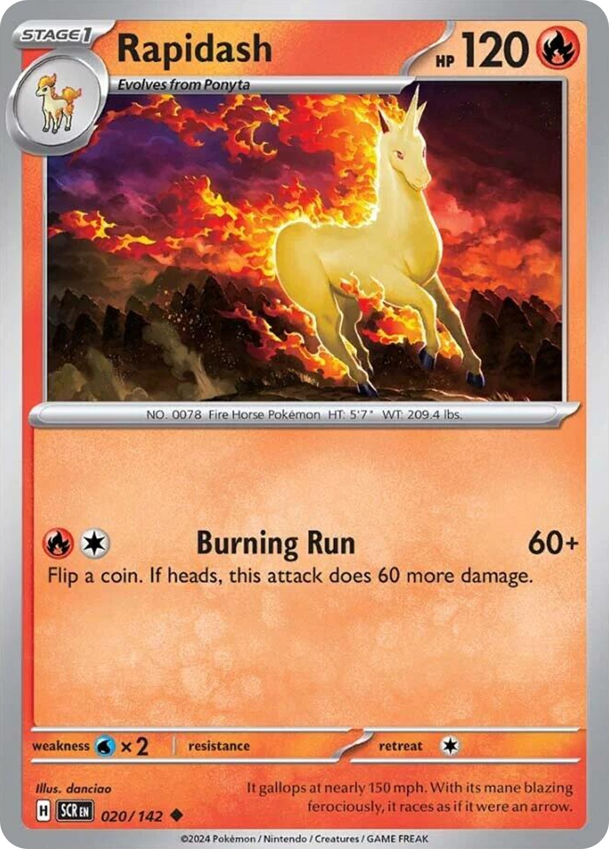 Rapidash 20/142 — English Pokémon Stellar Crown (2024)