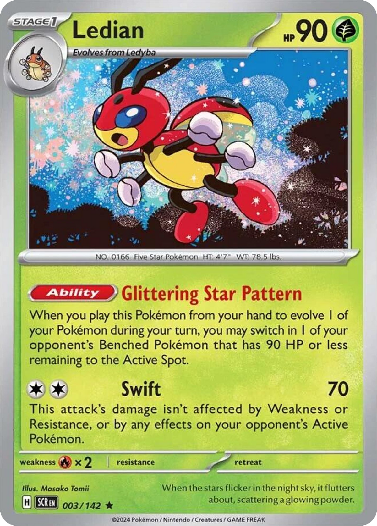 Ledian 3/142 — English Pokémon Stellar Crown (2024)