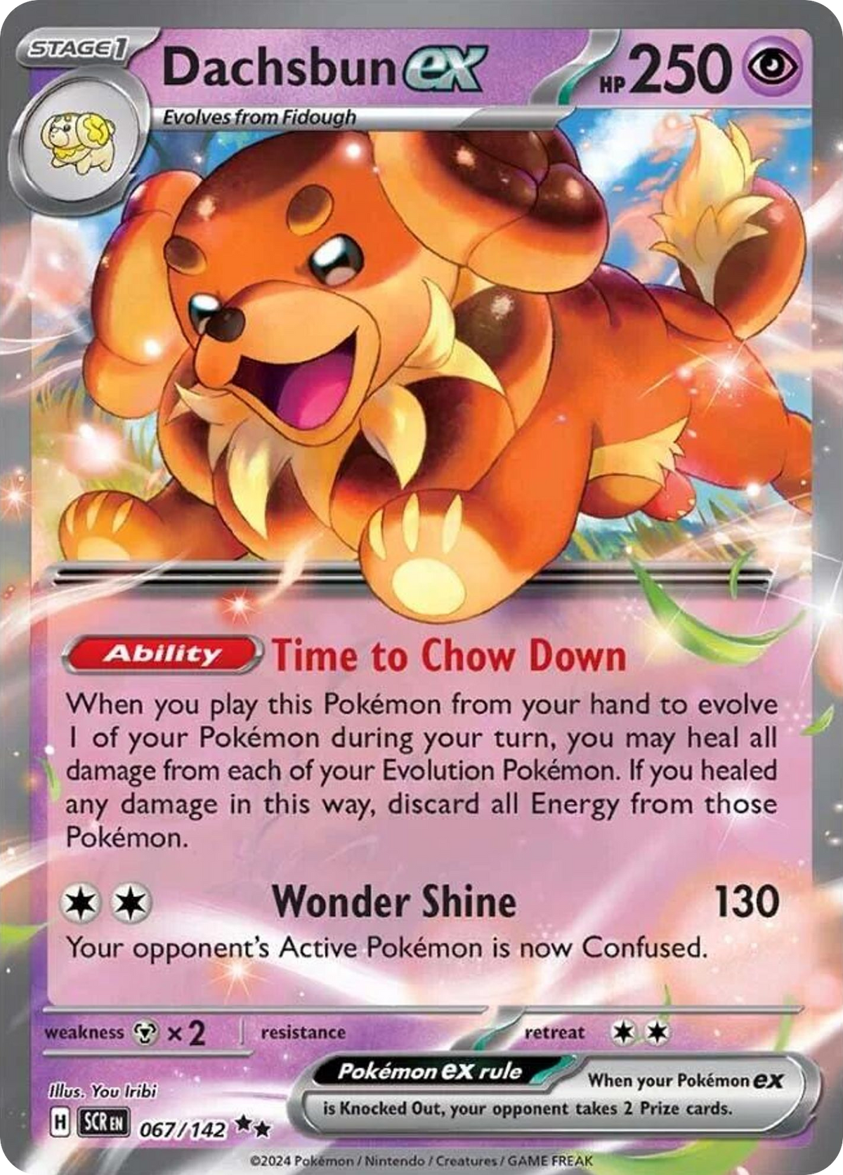Dachsbun ex 67/142 — English Pokémon Stellar Crown (2024)