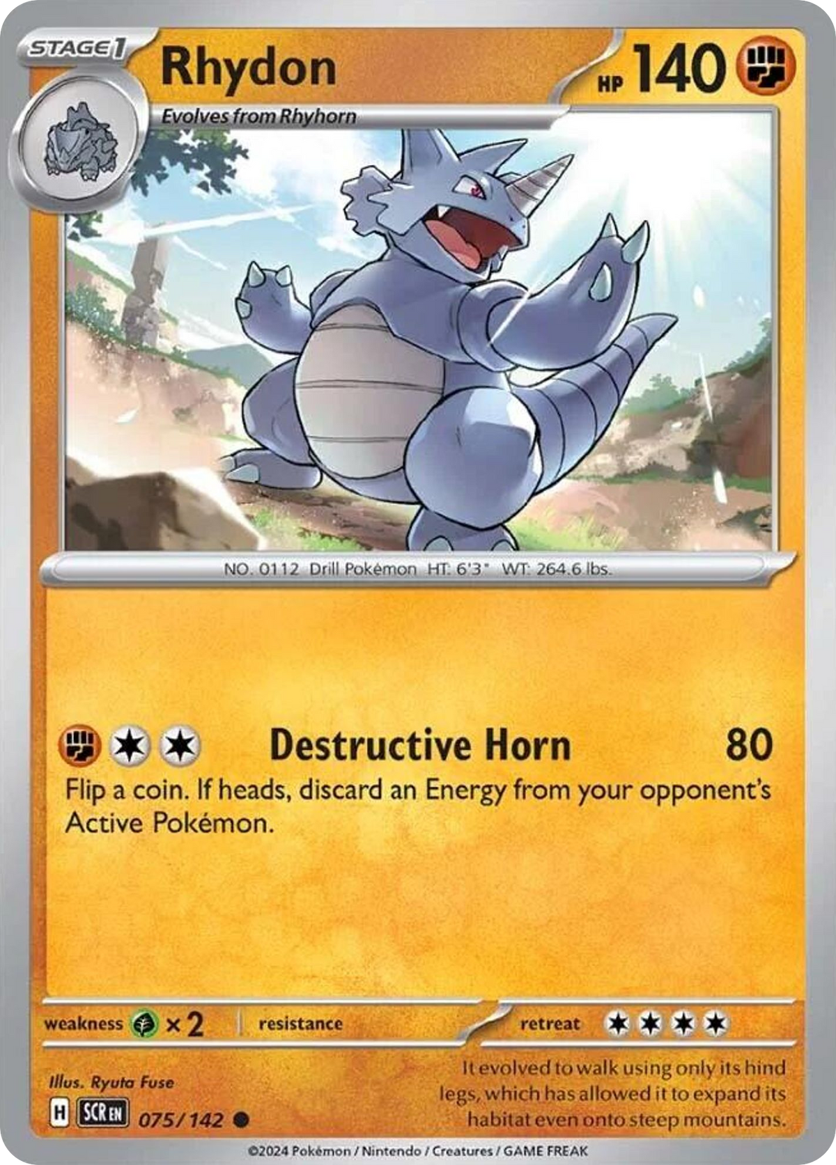 Rhydon 75/142 — English Pokémon Stellar Crown (2024)