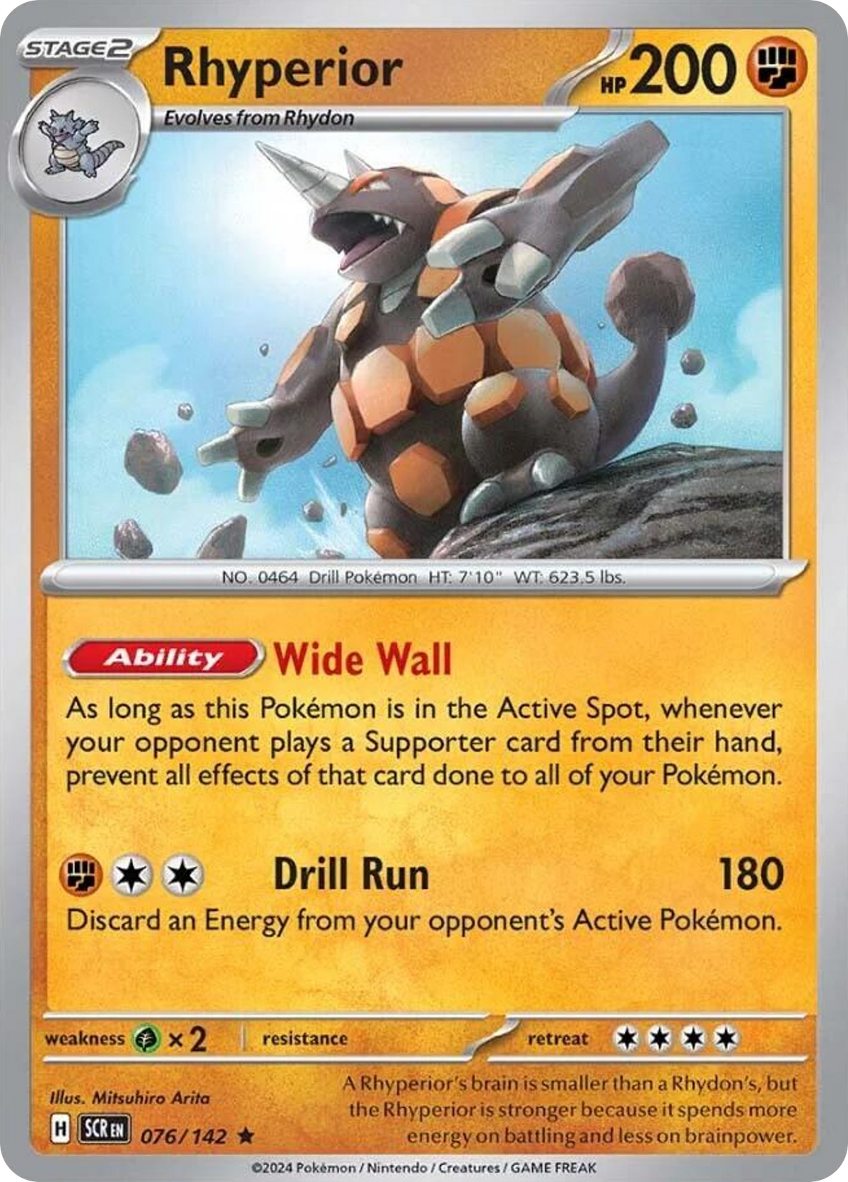 Rhyperior 76/142 — English Pokémon Stellar Crown (2024)