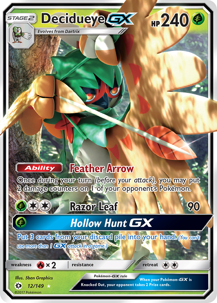 Decidueye-GX 12/149 English Pokémon card from Sun & Moon (2017)