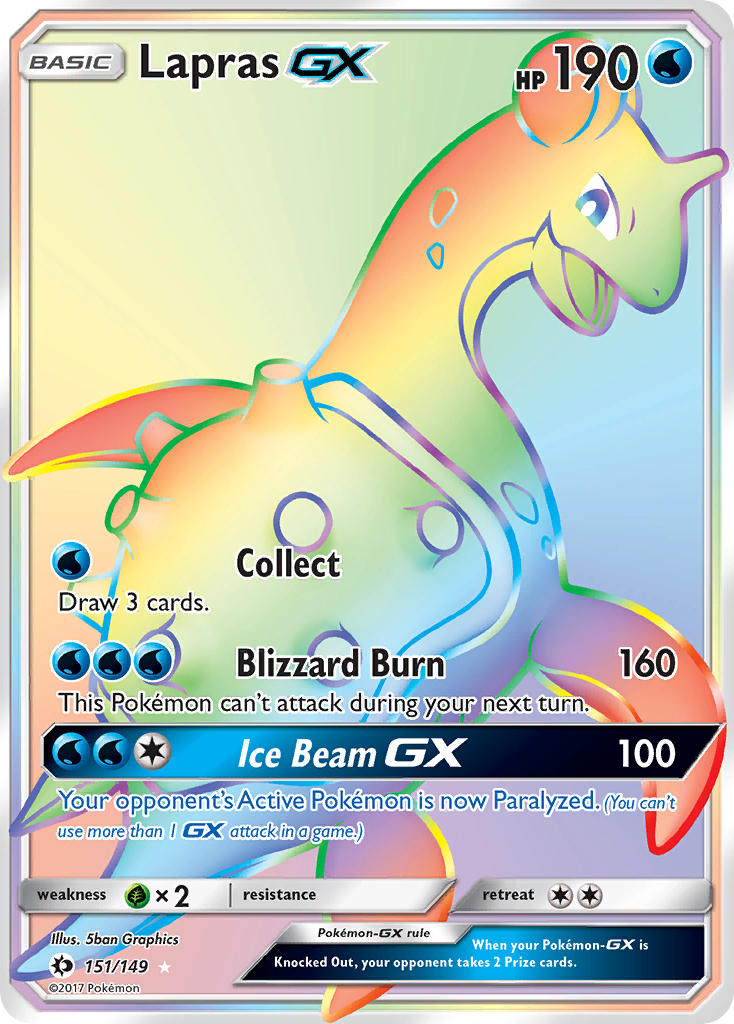Lapras-GX 151/149 English Pokémon card from Sun & Moon (2017)