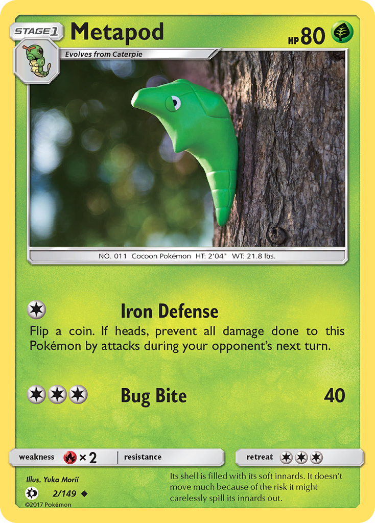 Metapod 2/149 English Pokémon card from Sun & Moon (2017)