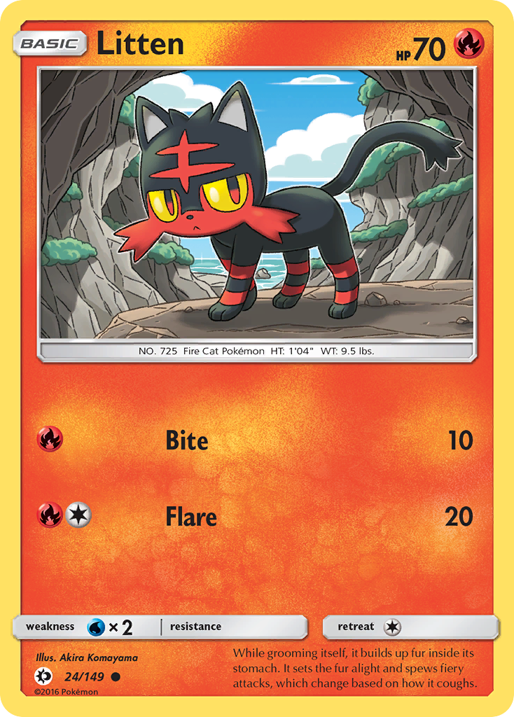 Litten 24/149 English Pokémon card from Sun & Moon (2017)